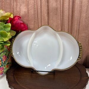 Vintage Anchor Hocking Fire-King White Milk Glass Divided Relish Tray